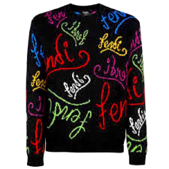 Fendi Sweaters - Fendi Black logo sweater wool pullover unisex
